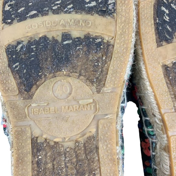 Isabel Marant Etoile Canae Canvas Espadrille Slip On Black Floral Flats Size 40 - Picture 11 of 12